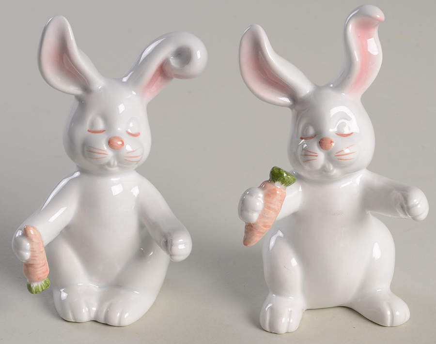 Kissing Bunny Figural Salt & Pepper Set by Fitz & Floyd-1