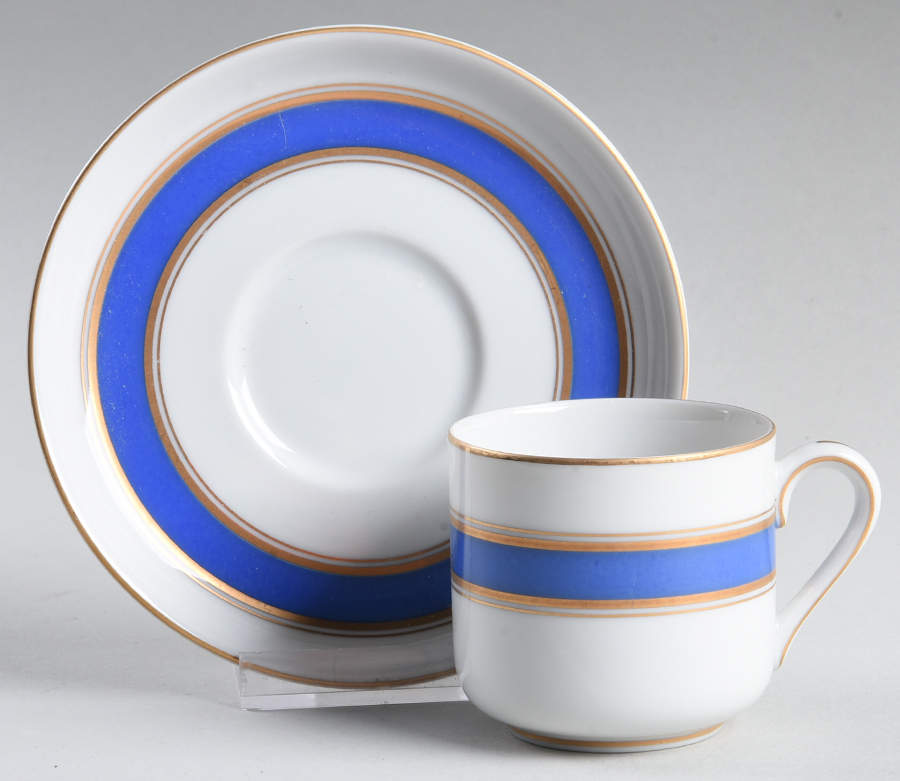 Blue Color Band Flat Demitasse Cup & Saucer Set by Fitz & Floyd-1