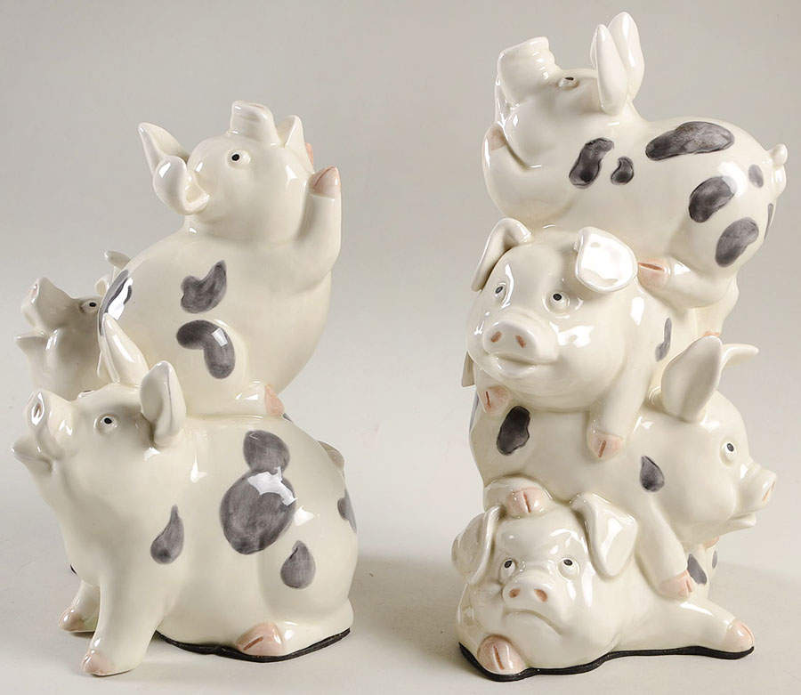Hog Heaven China Bookend - Set of 2 by Fitz & Floyd-1