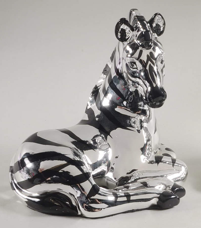 Zebra Silver Finish Figural China Bookend by Fitz & Floyd-1