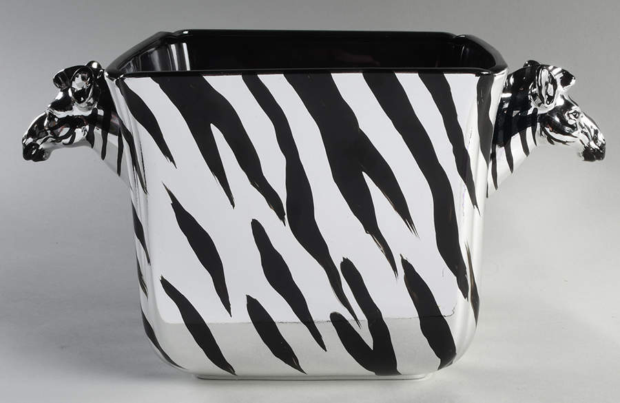 Zebra Silver Finish 7" Flower Pot by Fitz & Floyd-1