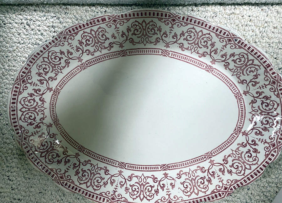 Corona Red 18" Oval Serving Platter by Ford & Sons-1