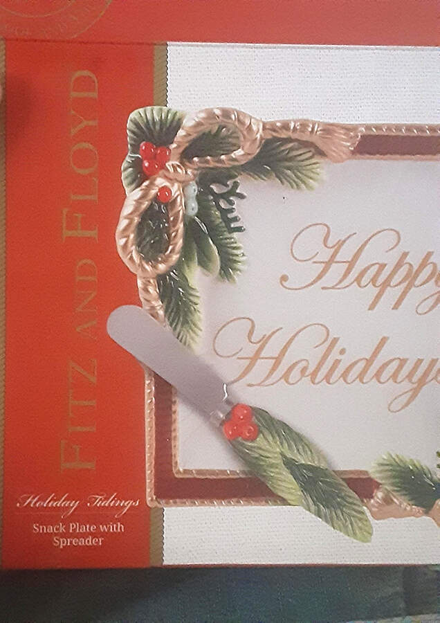 Holiday Tidings Snack/Canape Plate & Spreader by Fitz & Floyd-1