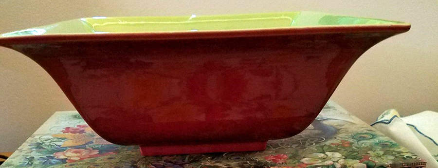 Capistrano-Maroon-Chartreuse 10" Square Shallow Bowl by Franciscan-1
