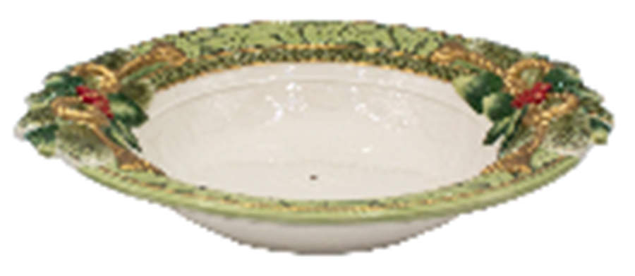 Holiday Home Green 16" Round Serving Bowl by Fitz and Floyd-1