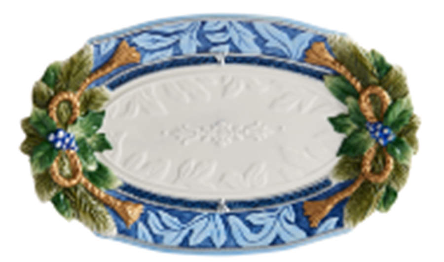 Holiday Home Blue 13" Oval Serving Platter by Fitz and Floyd-1