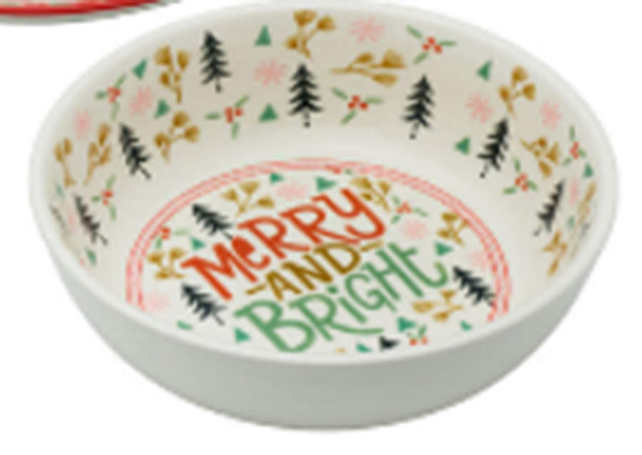 Christmas Cottage 9" Round Serving Bowl by Fitz and Floyd-1