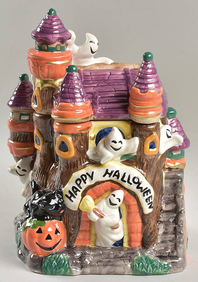Halloween House Cookie Jar & Lid by Fitz & Floyd-1