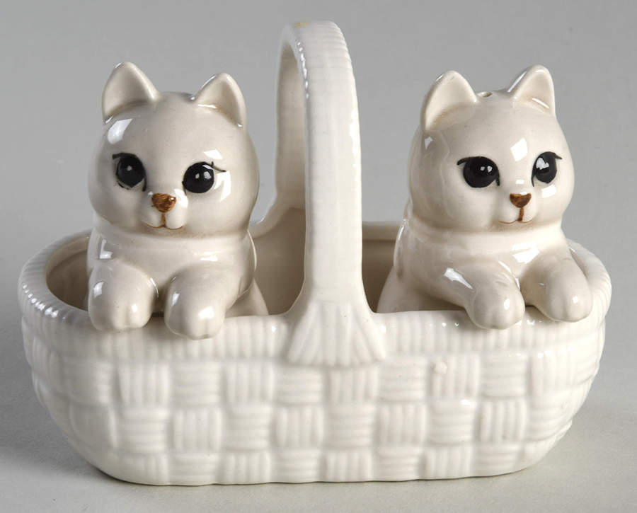 Kitten Kaboodle Figural Salt and Pepper Tray Set by Fitz & Floyd-1