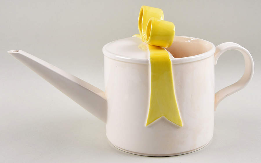 Ribbon Yellow Watering Can Planter by Fitz & Floyd-1