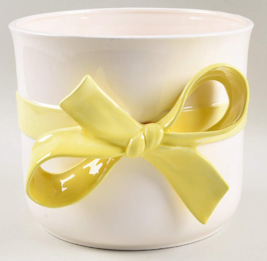 Ribbon Yellow 7" Cachepot by Fitz & Floyd-1