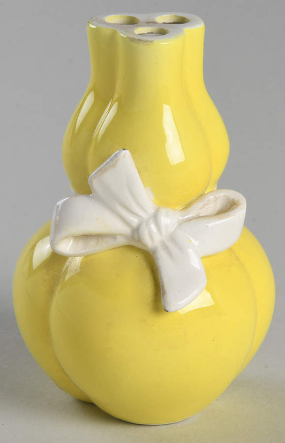Ribbon Yellow Triple Mini Bud Vase by Fitz & Floyd-1