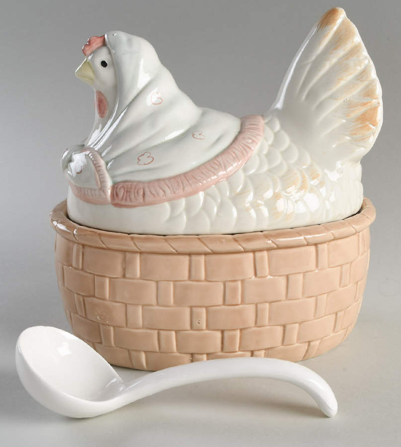 Nesting Hen Small Tureen W/Lid & Ladle by Fitz & Floyd-1
