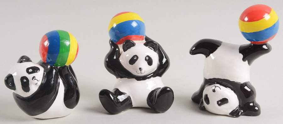 FIT216 (Set of 3) Tumbling Panda Figurines by Fitz & Floyd-1