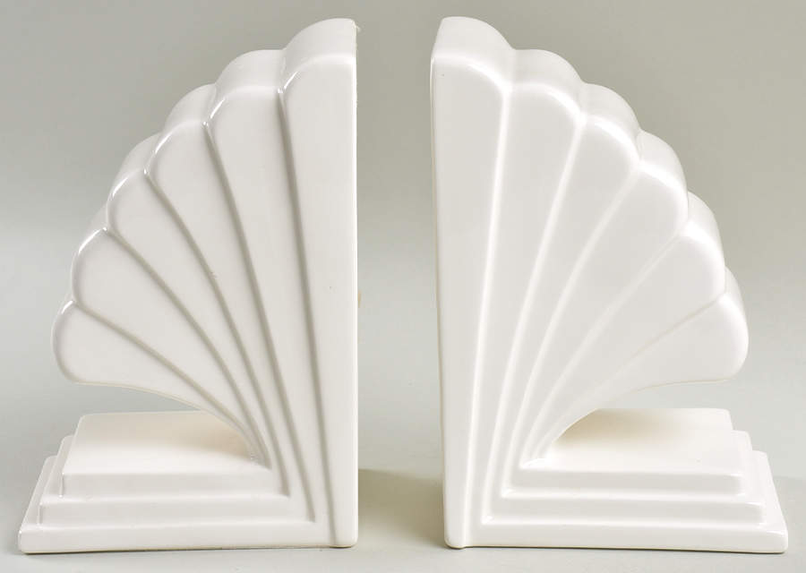 Art Deco Shells China Bookend - Set of 2 by Fitz & Floyd-1