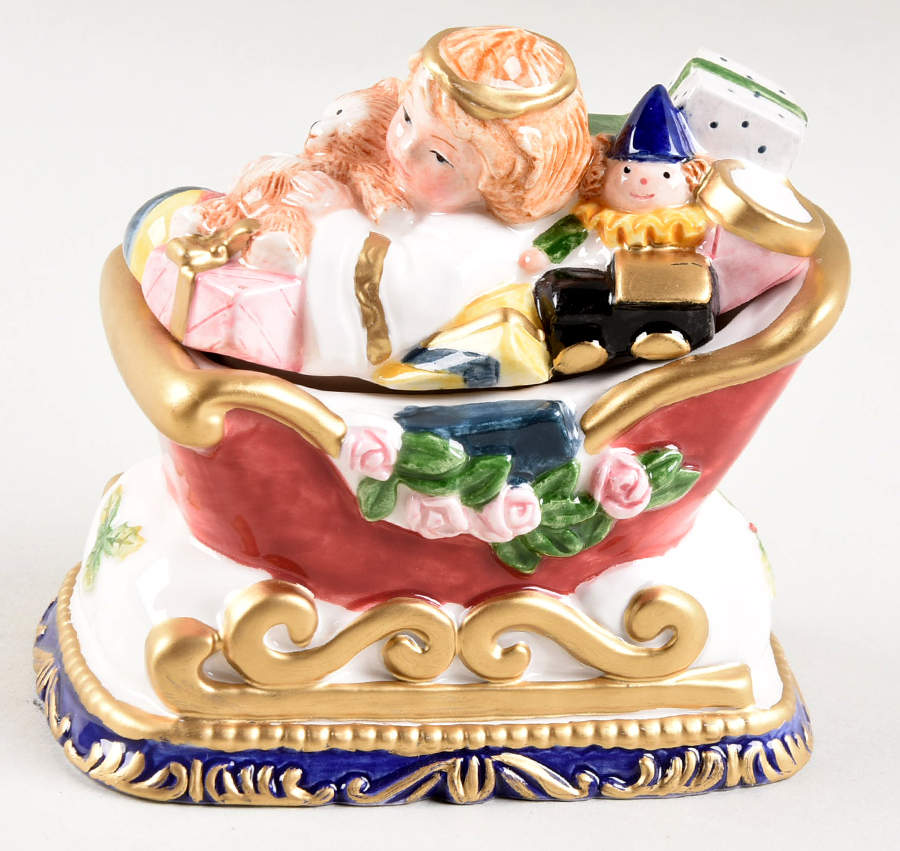 Santa's Angels Sugar Bowl & Lid by Fitz & Floyd-1