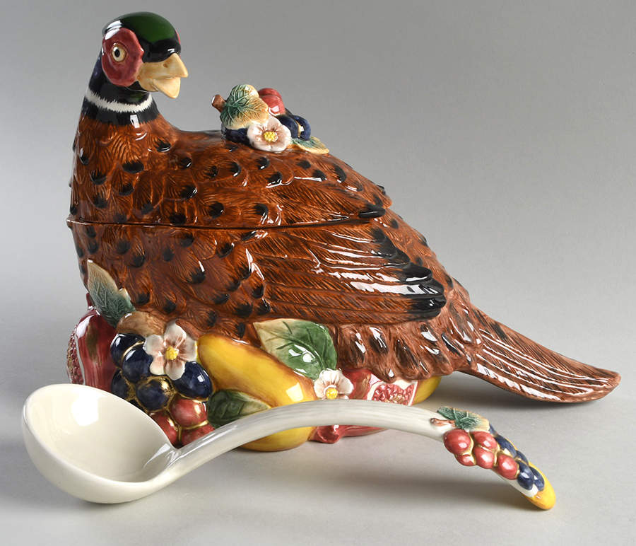 Renaissance Pheasant Figural Tureen & Lid with Ladle by Fitz & Floyd-1