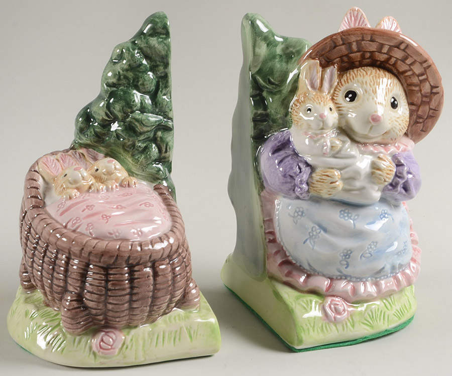Mommy Bunny China Bookend - Set of 2 by Fitz & Floyd-1