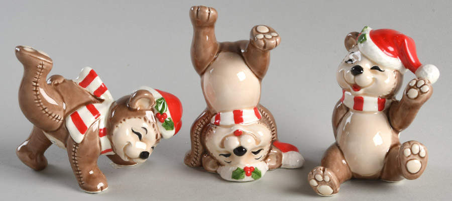 Santa Bear (Set of 3 Motif) Figurines by Fitz & Floyd-1