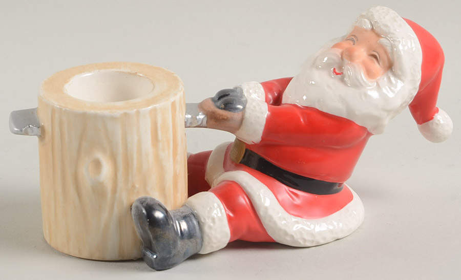 Santa Woodsman Figural Candlestick by Fitz & Floyd-1
