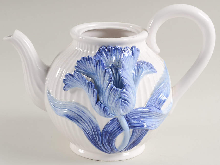 Tulip Bleu Teapot No Lid by Fitz & Floyd-1