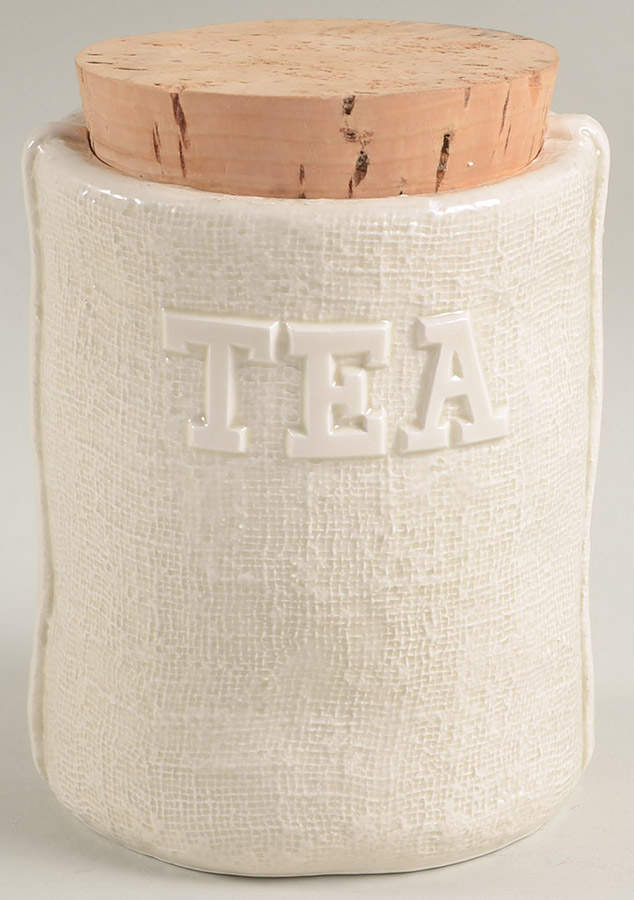 Flour Sack Tea Canister & Cork Stopper by Fitz & Floyd-1