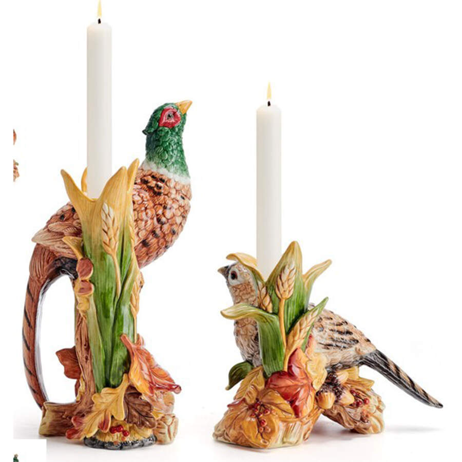 Fall Harvest (6" & 10") Candlestick Set by Fitz and Floyd-1