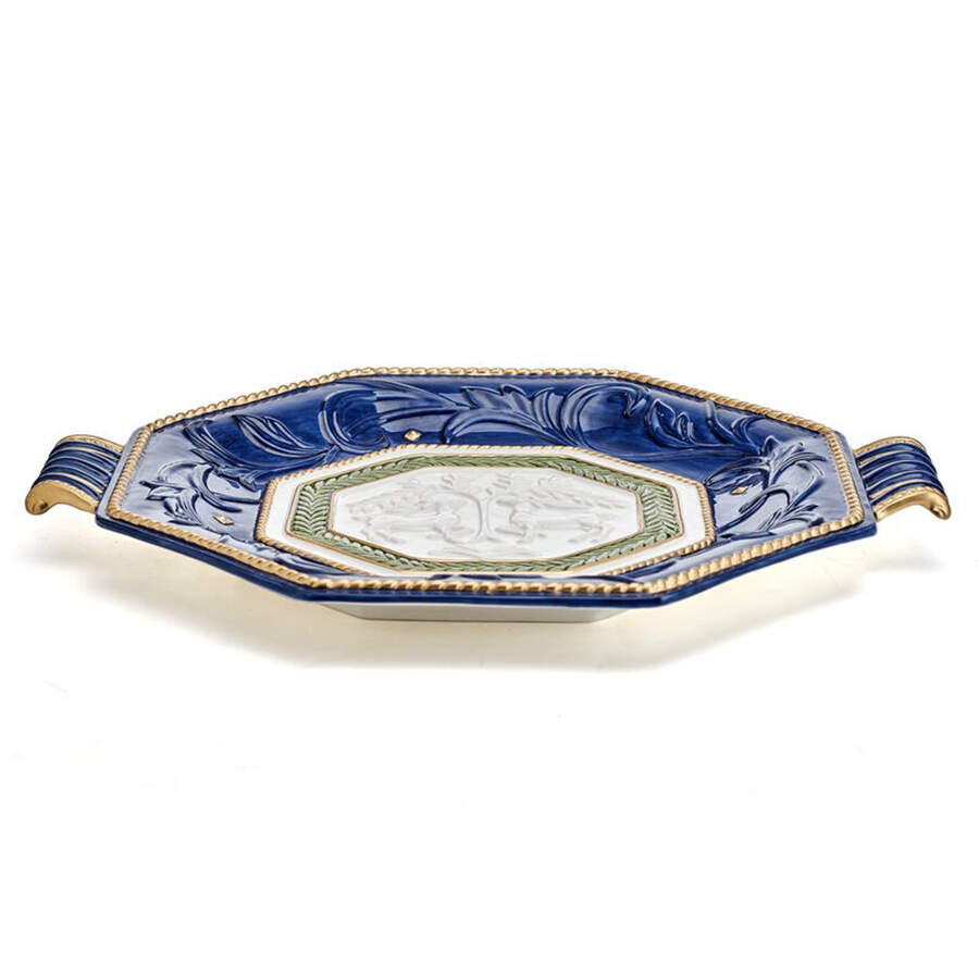 Telluride Santa-Blue 16" Octagonal Serving Platter by Fitz and Floyd-1