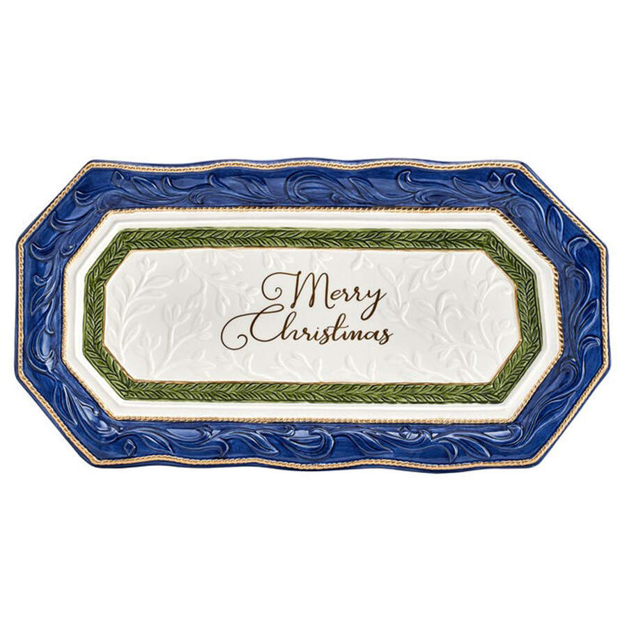 Telluride Santa-Blue Bread Tray by Fitz and Floyd-1