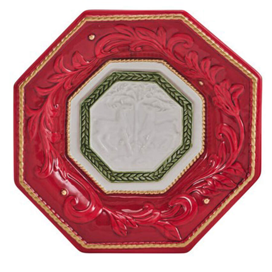 Telluride Santa-Red Snack/Canape Plate by Fitz and Floyd-1