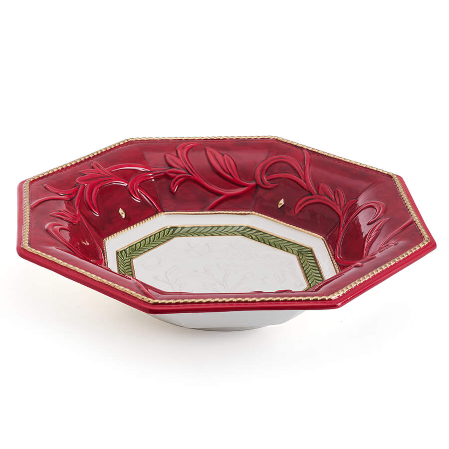 Telluride Santa-Red 15" Large Salad Serving Bowl by Fitz and Floyd-1