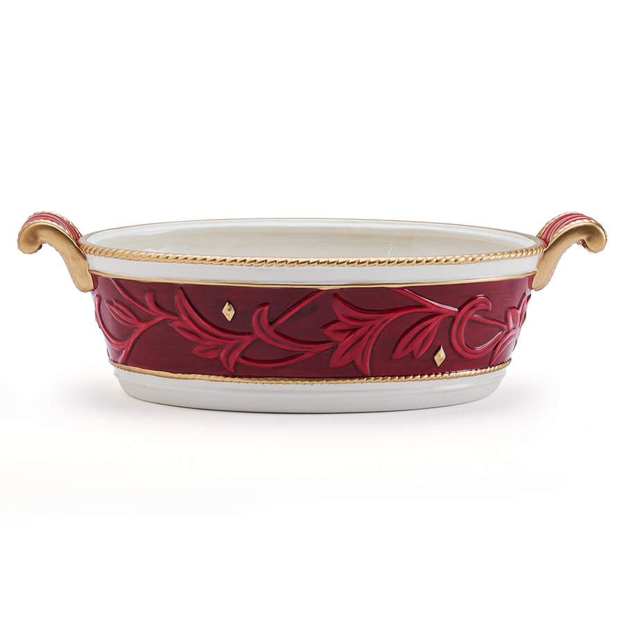 Telluride Santa-Red 15" Round Handled Bowl by Fitz and Floyd-1