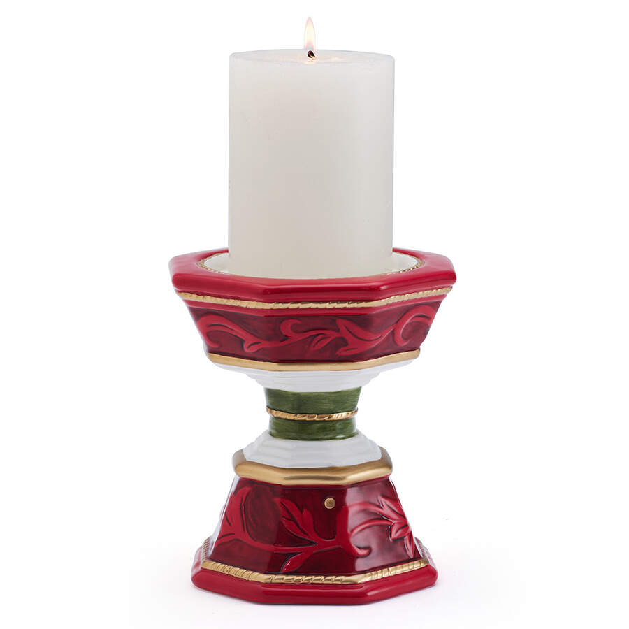 Telluride Santa-Red 5" Pillar Candleholder by Fitz and Floyd-1