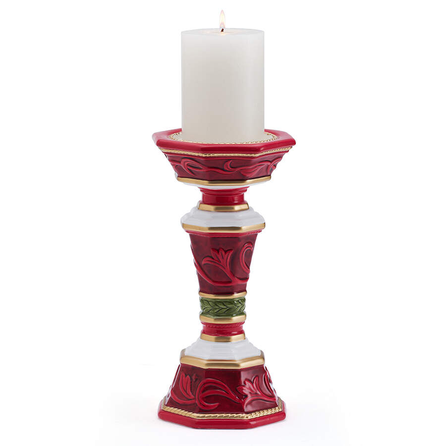Telluride Santa-Red 10" Pillar Candleholder by Fitz and Floyd-1