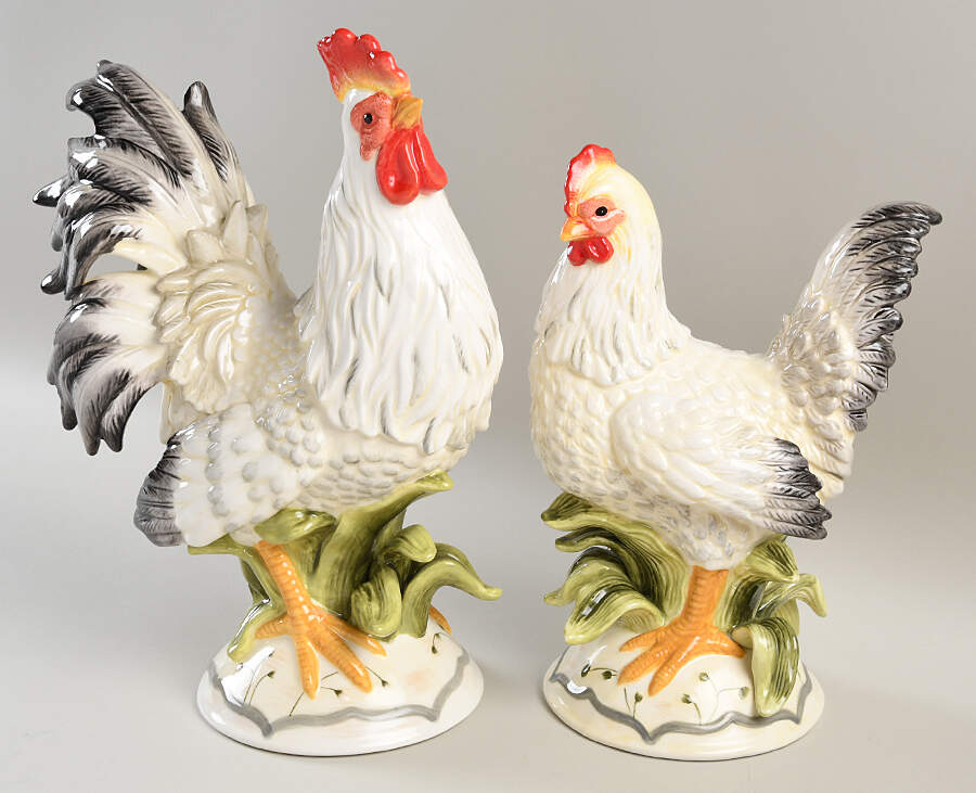 Figurines & Centerpieces Lantana Hen & Rooster Figurine Set by Fitz & Floyd-1