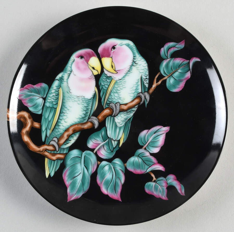 African Lovebirds Salad Plate by Fitz & Floyd-1