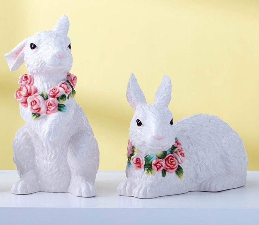 La Fleur Lying Rabbit Figurine by Fitz and Floyd-1