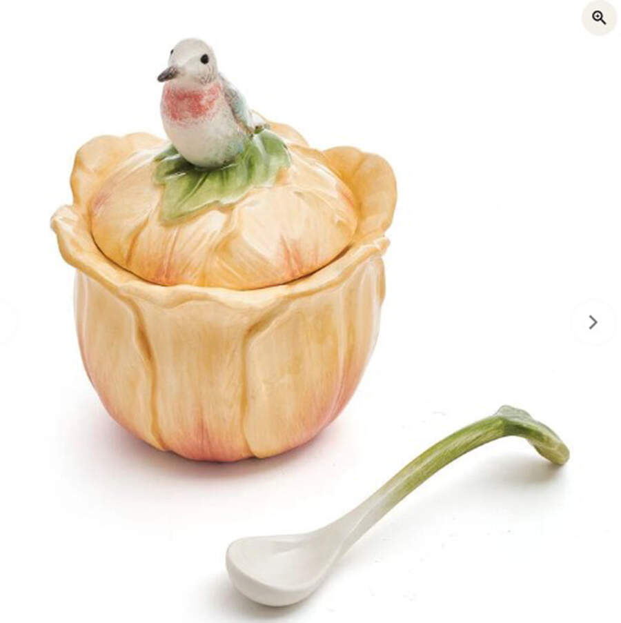 Meadow Condiment Jar & Lid w/Spoon by Fitz and Floyd-1