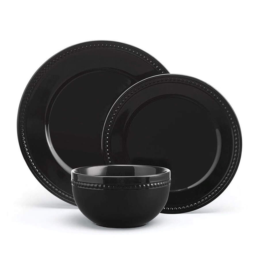 Classic Black Beaded Dinner Plate by Fitz and Floyd-1