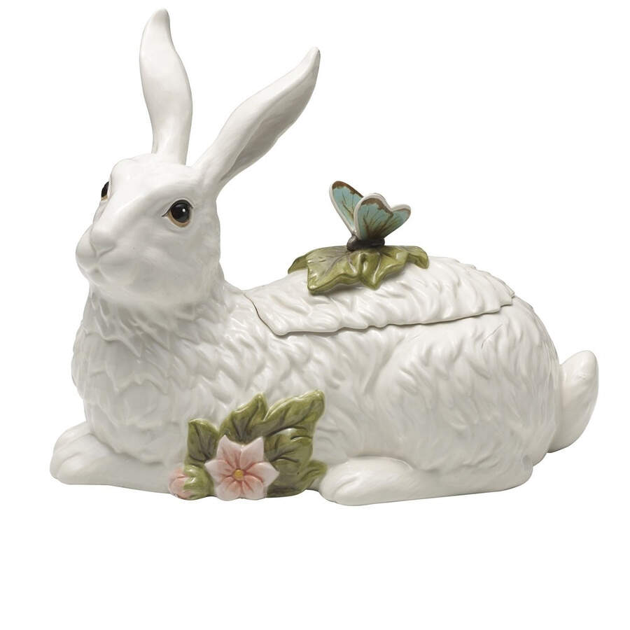 Garden Rabbit Figural Cookie Jar & Lid by Fitz and Floyd-1