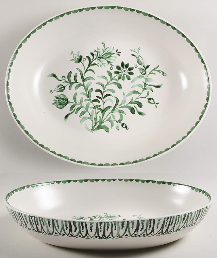 Sicily Green 14" Oval Serving Bowl by Fitz & Floyd-1
