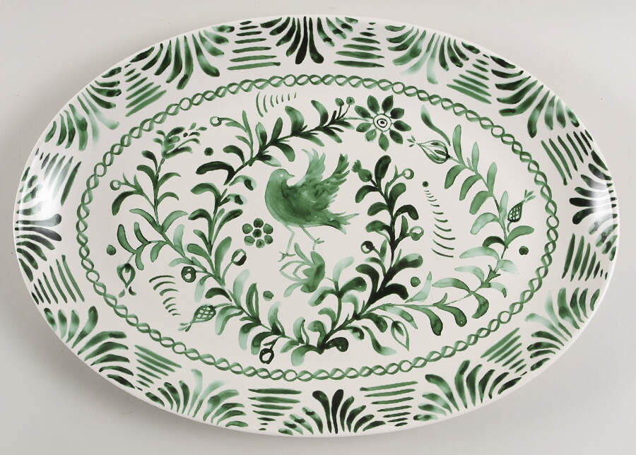 Sicily Green 16" Oval Serving Platter by Fitz & Floyd-1