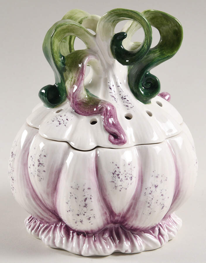 Sicily Green Garlic Keeper & Lid by Fitz & Floyd-1