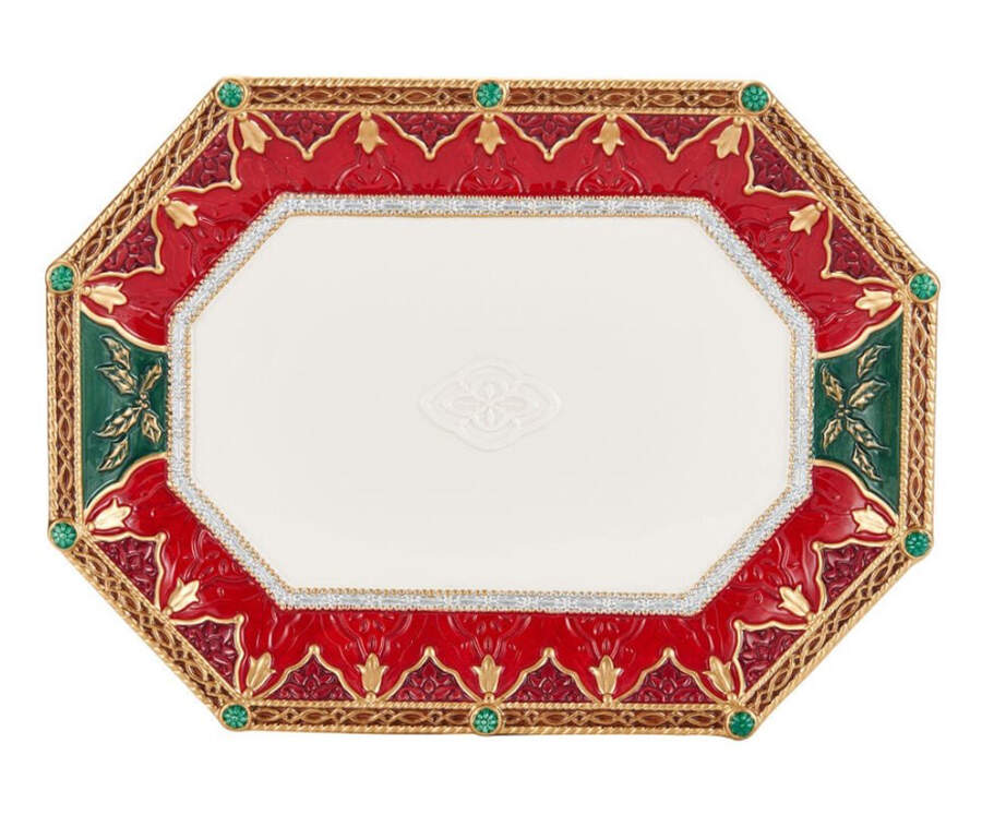 Noel Holiday 16" Octagonal Serving Platter by Fitz and Floyd-1