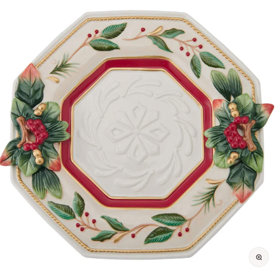 Woodland Holiday (2024) 12" Octagonal Serving Platter by Fitz and Floyd-1