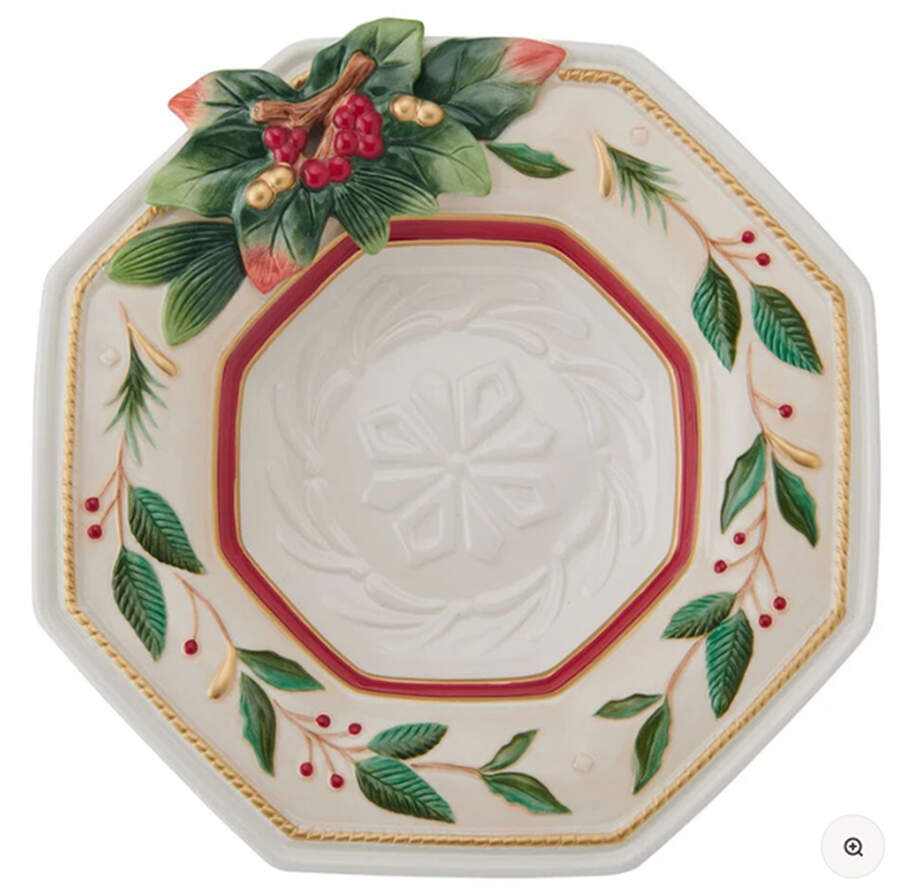 Woodland Holiday (2024) 12" Octagonal Serving Bowl by Fitz and Floyd-1