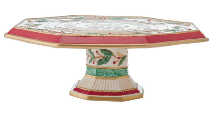 Woodland Holiday (2024) 13" Diameter Pedestal Cake Stand by Fitz and Floyd-1