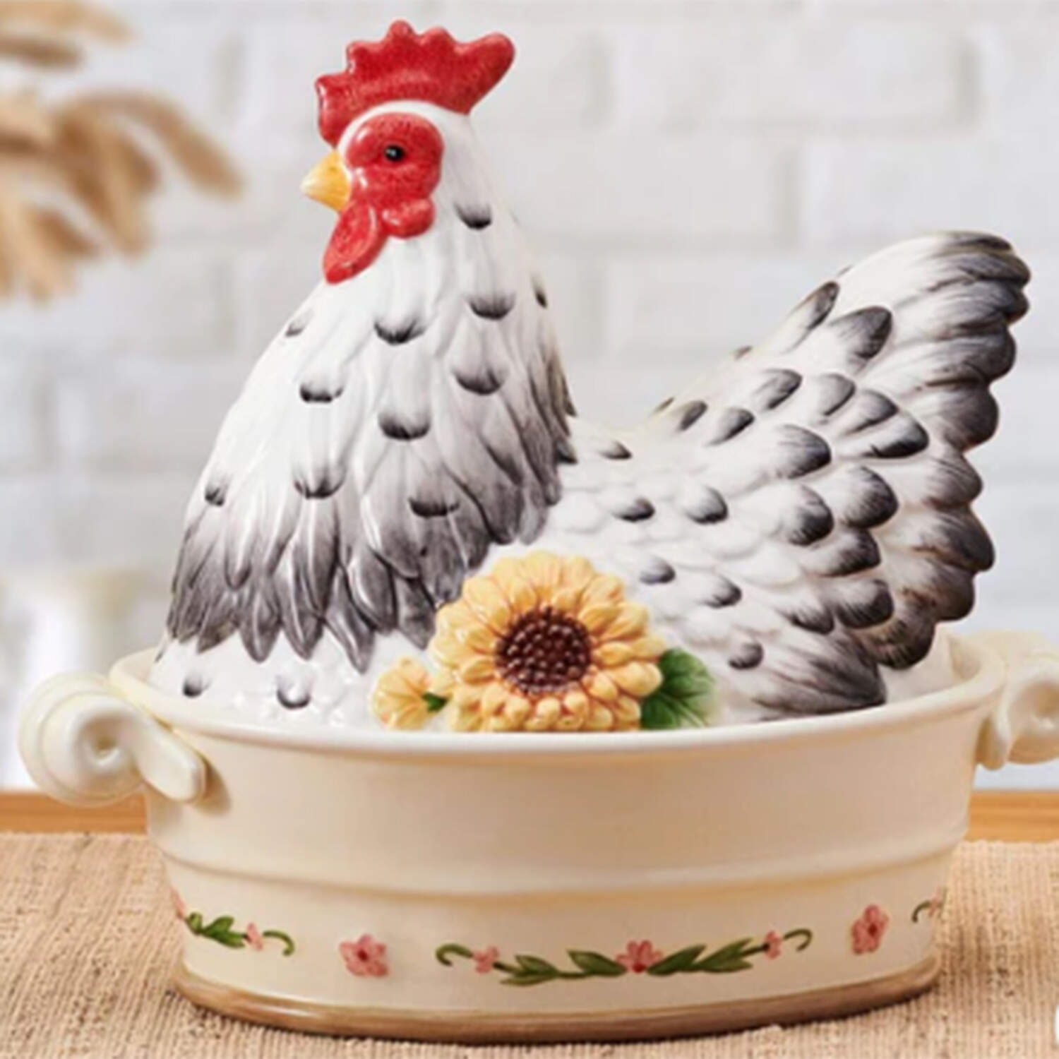 Provence Sunflower Oval Covered Vegetable by Fitz and Floyd-1
