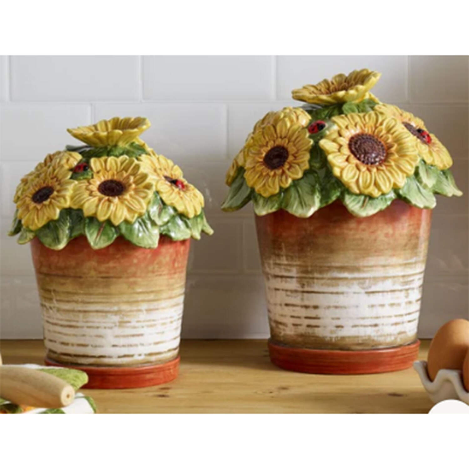 Provence Sunflower Large Figural Canister & Lid by Fitz and Floyd-1