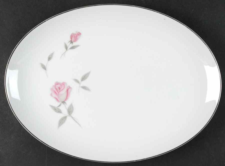 Argent Rose 12" Oval Serving Platter by Gambles Import-1